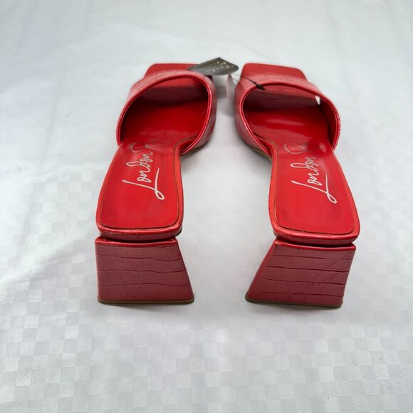 London Rag Trinity Triangle Croc Pattern Block Heel Sandals - Picture 3 of 7